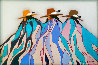 Three Kiowa Men 1982 28x36 Works on Paper (not prints) by Robert Redbird, Sr. - 0