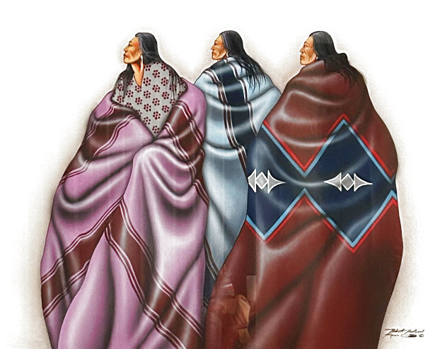 Kiowa Watercolor 1986 33x40 - Huge Watercolor by Robert Redbird, Sr. Kiowa Watercolor 1986 33x40 - Huge Watercolor by Robert Redbird, Sr.