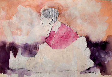 Crow Woman 1975 15x21 Original Painting - Kevin Redstar Crow Woman 1975 15x21 Original Painting - Kevin Redstar