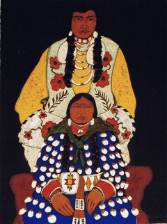 Mr. and Mrs. Beads 1982 42x32 Original Painting - Kevin Redstar Mr. and Mrs. Beads 1982 42x32 Original Painting - Kevin Redstar