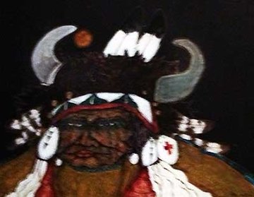 Old Indian Crow Man 1979 27x33 Original Painting - Kevin Redstar Old Indian Crow Man 1979 27x33 Original Painting - Kevin Redstar