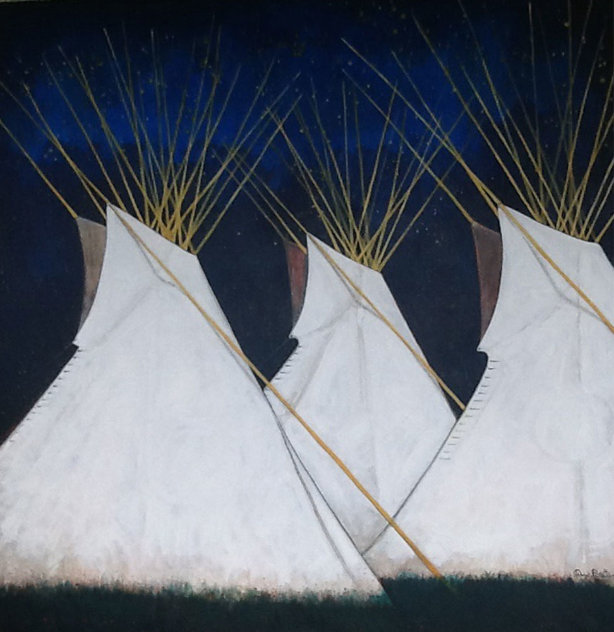 Crow Teepees 2008 44x40 Original Painting by Kevin Redstar