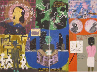 Classic American Trouble 1988 48x36 Huge Original Painting by Reginald K. Gee - 0 Classic American Trouble 1988 48x36 Huge Original Painting by Reginald K. Gee - 0