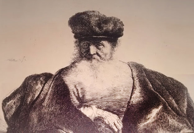 Old Man Seated With Flowing Beard, Fur Cap And Velvet Cloak by ...
