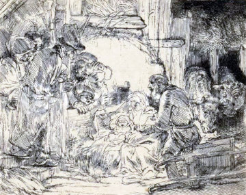 Adoration of the Shepherds Limited Edition Print - Rembrandt Adoration of the Shepherds Limited Edition Print - Rembrandt