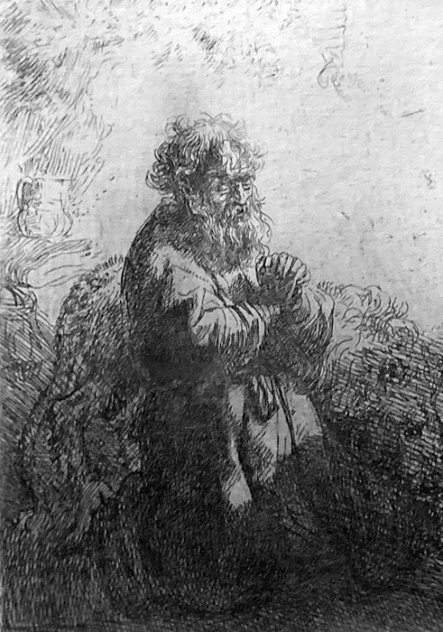 St. Jerome Kneeling in Prayer, Looking Down Limited Edition Print by  Rembrandt