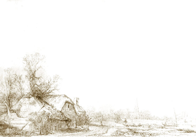 Cottages Beside a Canal: A View of Diemen Limited Edition Print by  Rembrandt