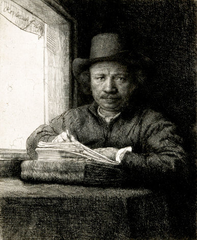 Self Portrait - Drawing at Window Limited Edition Print -  Rembrandt