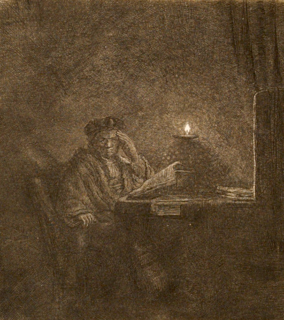 Student at a Table by Candlelight 1642 HS Limited Edition Print by  Rembrandt