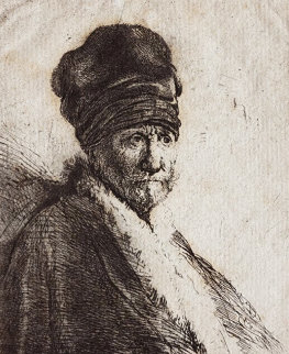 Bust of a Man Wearing a High Cap Limited Edition Print - Rembrandt Millennium Edition Bust of a Man Wearing a High Cap Limited Edition Print - Rembrandt Millennium Edition