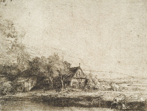 Landscape with a Cow Drinking Limited Edition Print -  Rembrandt Millennium Edition