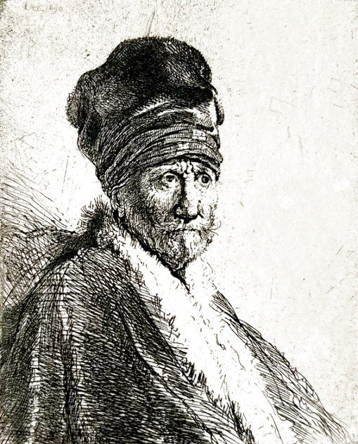 Bust of a Man Wearing a High Cap: Three Quarters Right Limited Edition Print by  Rembrandt Millennium Edition