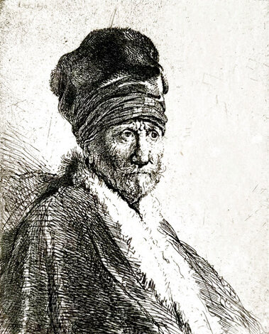 Bust of a Man Wearing a High Cap: Three Quarters Right Limited Edition Print -  Rembrandt Millennium Edition