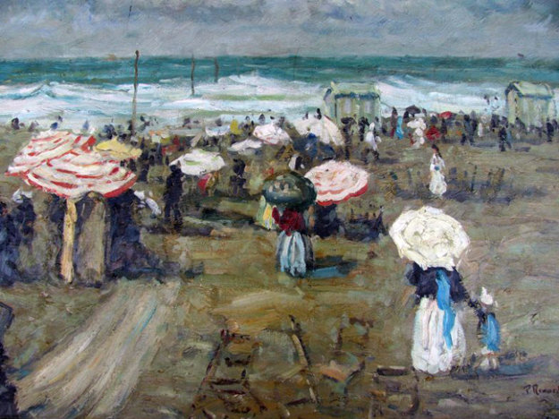 Strand Gezicht Normandy 1939 19x23 Original Painting by Paul Renard Strand Gezicht Normandy 1939 19x23 Original Painting by Paul Renard