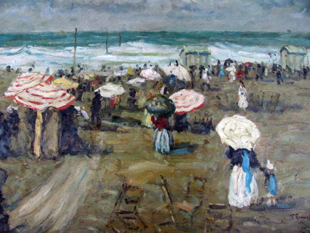 Strand Gezicht Normandy 1939 19x23 - France Original Painting by Paul Renard