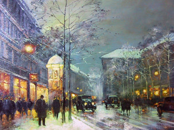 Home Before Dark 27x31 Original Painting - Paul Renard Home Before Dark 27x31 Original Painting - Paul Renard