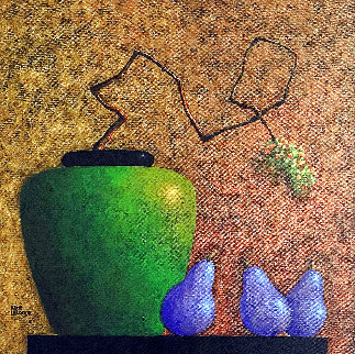 Purple Cons'pear'acy 2012 30x30 Original Painting - Rene Lalonde