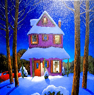 Winter Magic By Night 2019 27x27 Original Painting by Rene Lalonde - 0