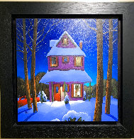 Winter Magic By Night 2019 27x27 Original Painting by Rene Lalonde - 1
