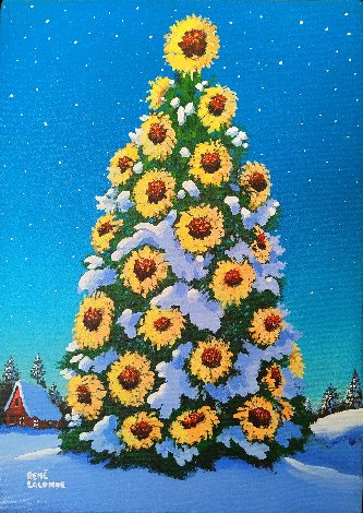 Tournesols / Sunflowers 1996 18x14 Original Painting - Rene Lalonde