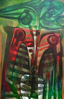 Formas En Verde Y Rojo 2005 64x44 Huge Original Painting - Raul Enmanuel Formas En Verde Y Rojo 2005 64x44 Huge Original Painting - Raul Enmanuel
