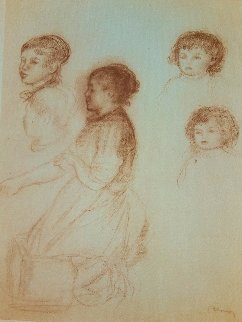 Têtes De Jeunes Filles Près Du Lavoir 1960 Limited Edition Print - Pierre Auguste Renoir Têtes De Jeunes Filles Près Du Lavoir 1960 Limited Edition Print - Pierre Auguste Renoir
