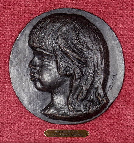 Medallion De Coco 1906, Casting 1989 Relief Bronze Sculpture 8 in Sculpture - Pierre Auguste Renoir