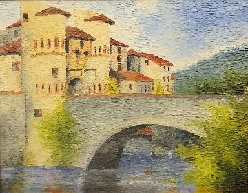 Castle With Bridge 33x39 Original Painting - Alexandre Renoir Castle With Bridge 33x39 Original Painting - Alexandre Renoir