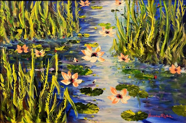 Waterlilies At Giverny Original Painting by Alexandre Renoir Waterlilies At Giverny Original Painting by Alexandre Renoir
