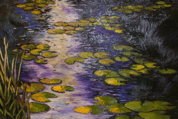 Lilly Pads 2007 46x66 Super Huge Original Painting - Alexandre Renoir Lilly Pads 2007 46x66 Super Huge Original Painting - Alexandre Renoir
