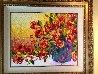 Orange And Red Tulips in Blue Vase 2010 42x36 Original Painting by Alexandre Renoir - 1