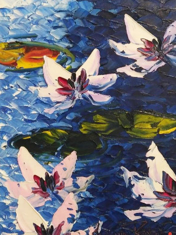 Five Lillies 2017 23x19 Original Painting - Alexandre Renoir