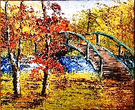 Japanese Bridge I 2016 38x34 Huge  Original Painting by Alexandre Renoir - 1