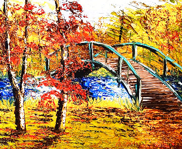 Japanese Bridge I 2016 38x34 Original Painting - Alexandre Renoir Japanese Bridge I 2016 38x34 Original Painting - Alexandre Renoir