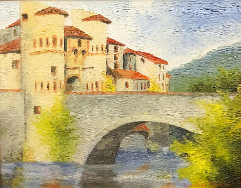Castle with Bridge 2009 34x40 Original Painting - Alexandre Renoir