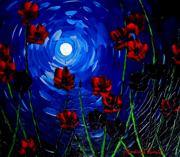 Night Bloom 2021 Embellished Giclee on Canvas Limited Edition Print by Alexandre Renoir