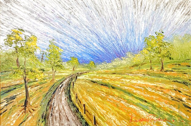 Winding Field 2020 34x46 - Framed Oil on Canvas - Huge Original Painting - Alexandre Renoir