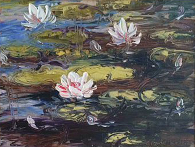 Pond At Dusk  2007 18x22 Original Painting by Alexandre Renoir