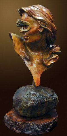 A Little Thought Kept in Perspective Bronze Sculpture 2009 25 in Sculpture - Larry Renzo Lewis