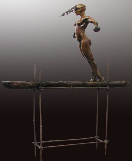 Adrift With My Memories Bronze Sculpture 2013 59 in Sculpture - Larry Renzo Lewis
