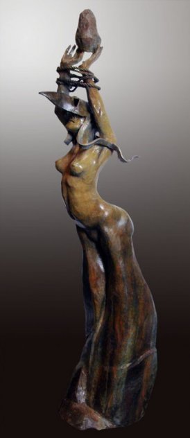 Letting Go Bronze Sculpture 2009 42 in - Huge Sculpture by Larry Renzo Lewis