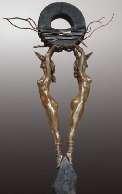 One Thought Conceived  Bronze Sculpture 2011 94x12x33 Sculpture by Larry Renzo Lewis