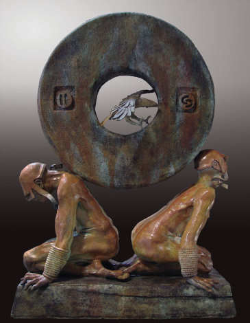Stone of Relationship Bronze Sculpture 2009 40 in - Huge Sculpture - Larry Renzo Lewis