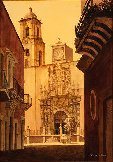 Templo San Miguel Watercolor 40x30 Huge Watercolor - Ruben Resendiz Templo San Miguel Watercolor 40x30 Huge Watercolor - Ruben Resendiz