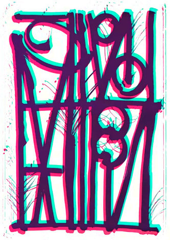 Ludavico & Ludovico (Turquoise and Pink) 2018 - Huge Limited Edition Print -  RETNA