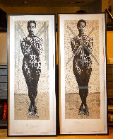 Brimstone M And Brimstone X 2010 - Set of 2 Framed Serigraphs - Huge Limited Edition Print by RETNA - 1 Brimstone M And Brimstone X 2010 - Set of 2 Framed Serigraphs - Huge Limited Edition Print by RETNA - 1
