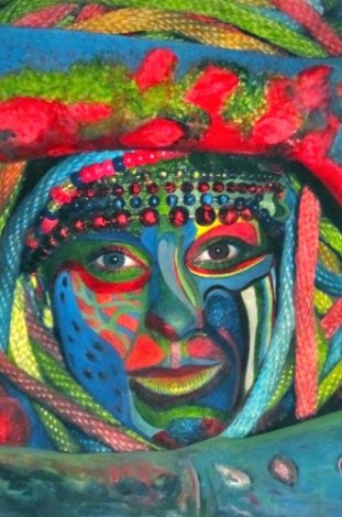 Tribal #1 2013 18x12 Original Painting - Shahrokh Rezvani