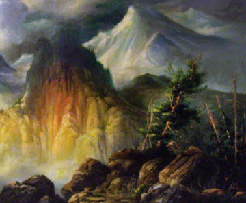 Untitled Mountain Landscape 40x32 Huge Original Painting - M. Charles Rhinehart Untitled Mountain Landscape 40x32 Huge Original Painting - M. Charles Rhinehart