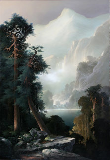 Mountain Stillness 2005 75x55 Super Huge Original Painting - M. Charles Rhinehart Mountain Stillness 2005 75x55 Super Huge Original Painting - M. Charles Rhinehart