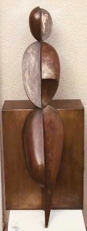 Positive/Negative Leaning Bronze Sculpture 2001 42 in Sculpture - Robert Holmes